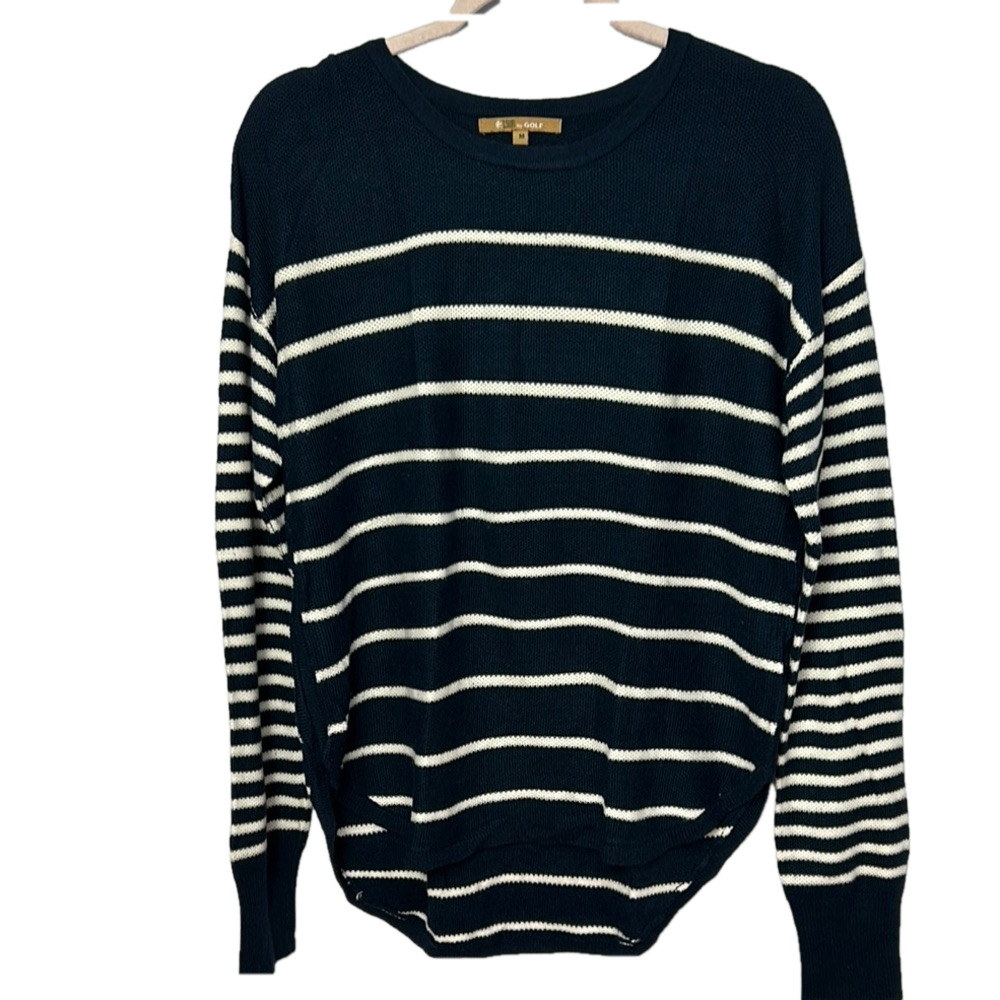 Navy White Striped Sweater